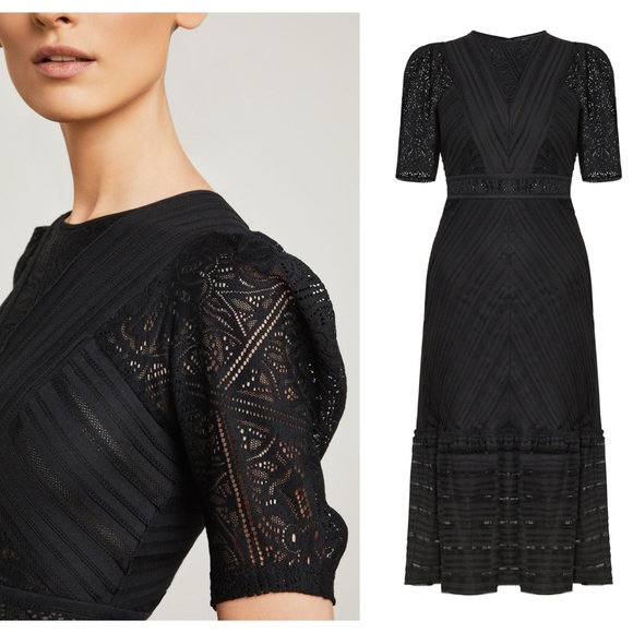 Bcbg lace trimmed striped dress Clearance